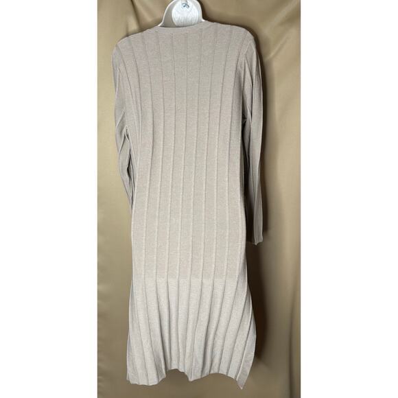 Theory Tan Wide Ribbed Cardigan M - Picture 9 of 13